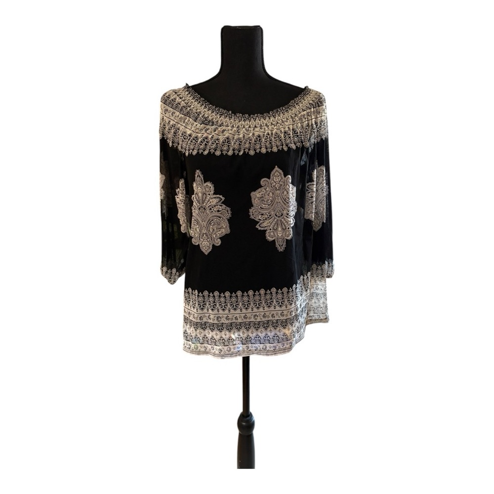 INC Beach Semi-Sheer Whimsigoth Knit Cover Up Blouse Top Embroidery …